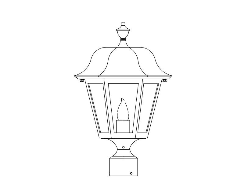 Manor, Medium, aluminum, Post Mount, Clear acrylic, (1) 100W INC, 120V